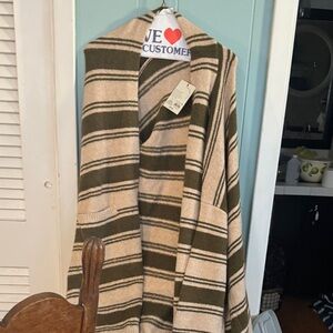 Knox Rose Green and Cream Striped Sweater